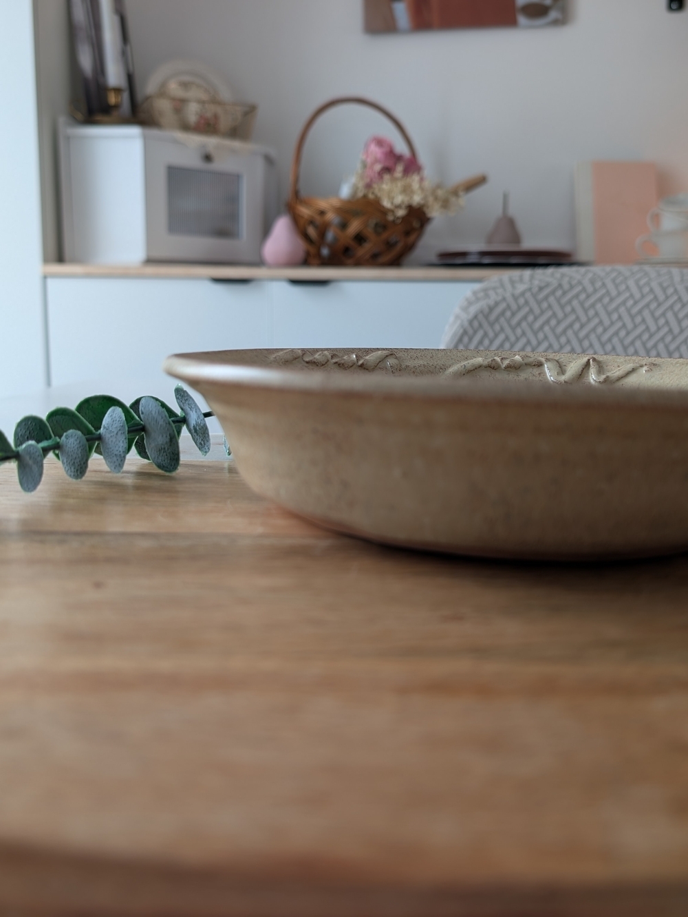 Handcrafted Ceramic Serving Bowls in Beige - Set of 2 - Picture 9 of 12